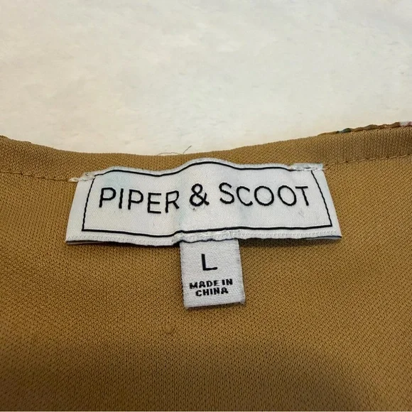 Piper & Scoot Floral Mustard Midi Button Up V Neck Dress - Picture 11 of 14